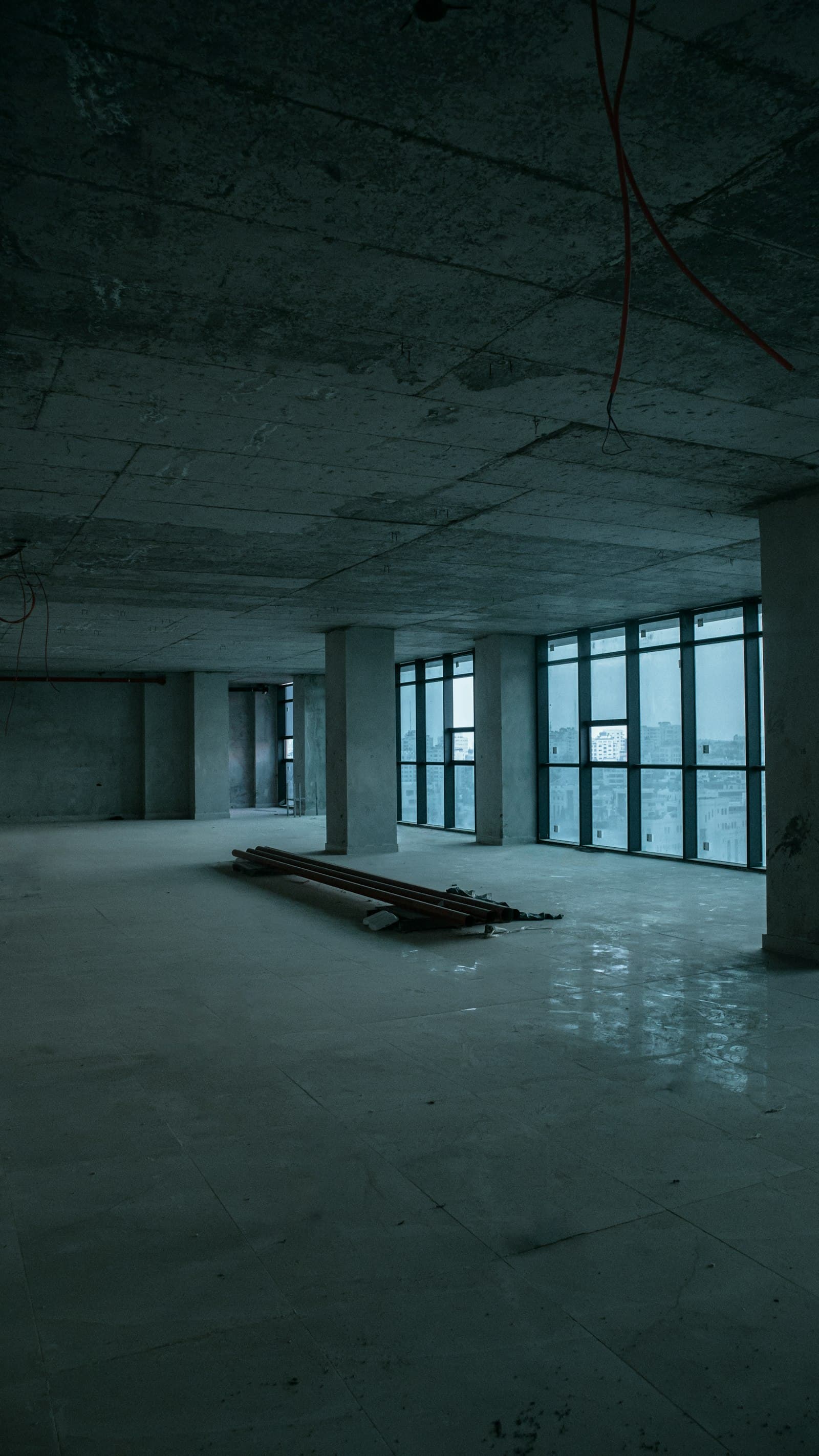 Unfinished concrete shell before interior work